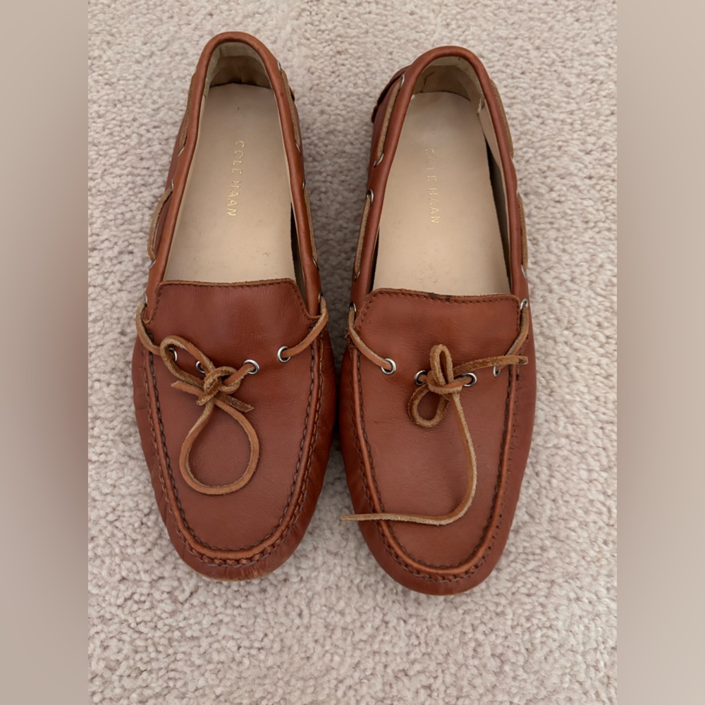 Cole Haan Brown Boat Shoes with Moccasin Stitching